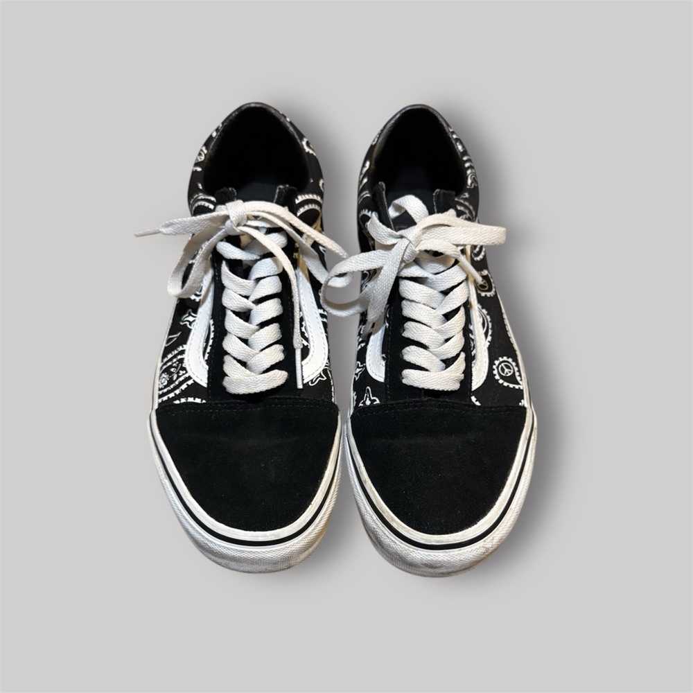 Vans Old Skool Black and White Paisley Sneakers